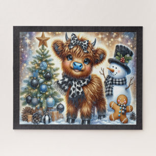 Rustige Kerstmis Hoogland Koe Jigsaw Puzzel
