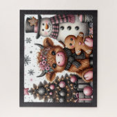 Rustige Kerstmis Hoogland Koe Jigsaw Puzzel (Verticaal)
