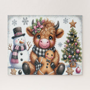 Rustige Kerstmis Hoogland Koe Jigsaw Puzzel
