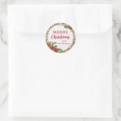 Rustige Kerstmis Hulst Bessen Winter Krans Ronde Sticker (Tas)