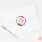 Rustige Kerstmis Hulst Bessen Winter Krans Ronde Sticker (Envelop)