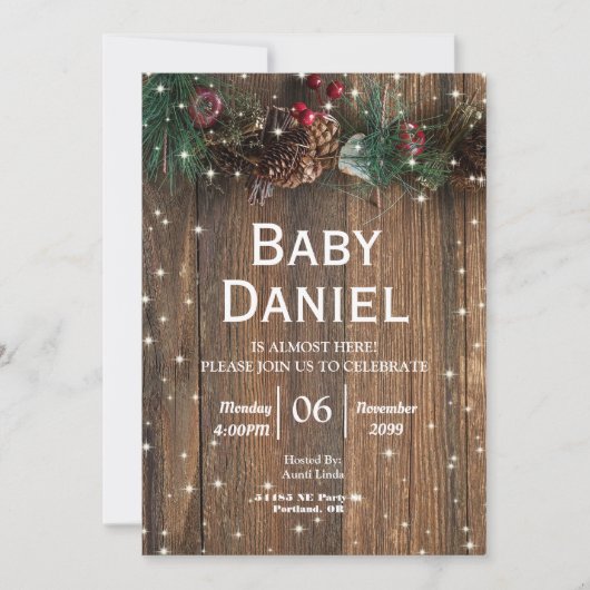 Rustige Kerstmis in Wood Pinecone Apples Kaart