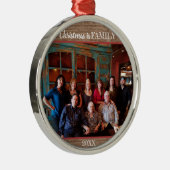 Rustige Kerstmis is een familiefoto modern Metalen Ornament (Rechts)