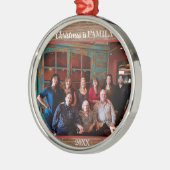 Rustige Kerstmis is een familiefoto modern Metalen Ornament (Links)