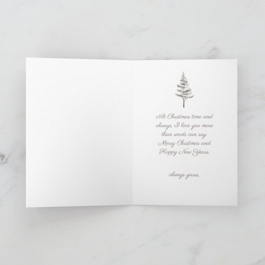 Rustige kerstmis met het sneeuwgebergte feestdagen kaart (Binnen)