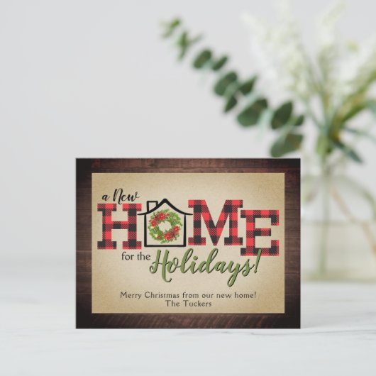 Rustige kerstmis met Pset Wood, nieuw huis Briefkaart (Staand voorkant)