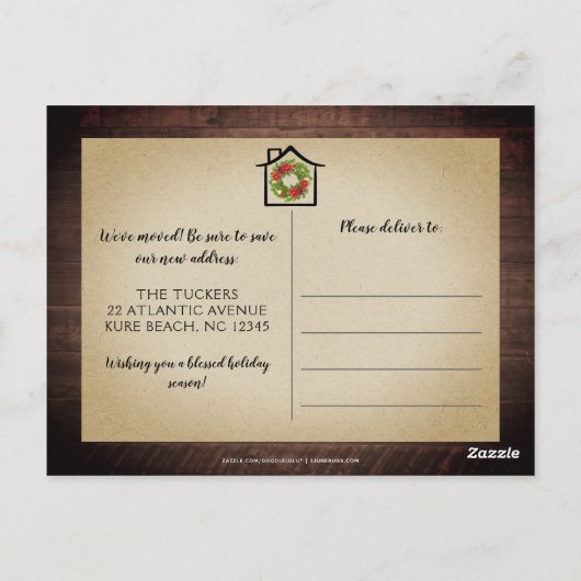 Rustige kerstmis met Pset Wood, nieuw huis Briefkaart (Achterkant)