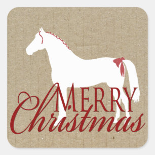 Rustige kerstmis met rood en wit vierkante sticker