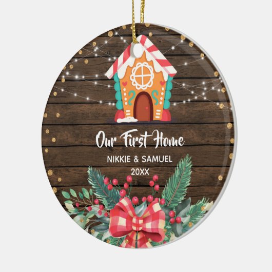 Rustige Kerstmis Ons eerste huis Keramisch Ornament (Links)