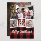 Rustige Kerstmis Red Buffalo Pset Check 4 Foto Feestdagenkaart (Voorkant / Achterkant)