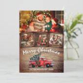 Rustige Kerstmis  Red Truck 4 serie Foto Feestdagenkaart (Staand voorkant)