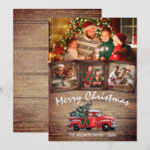 Rustige Kerstmis  Red Truck 4 serie Foto Feestdagenkaart (Voorkant / Achterkant)