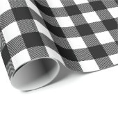 Rustige Kerstmis Zwart Wit Mini Buffalo Plaid Cadeaupapier (Rol Hoek)