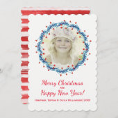 Rustige kerstpine & Berry Wreath Holiday Foto Feestdagenkaart (Voorkant / Achterkant)