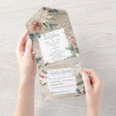 Rustige kerstpine Gold Dinner All In One Uitnodiging (Afscheurbaar)