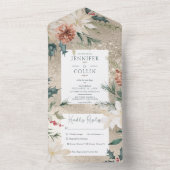 Rustige kerstpine Gold Dinner All In One Uitnodiging (Binnen)