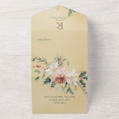 Rustige kerstpine Gold QR-code All In One Uitnodiging (Buitenkant)