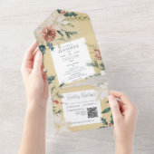 Rustige kerstpine Gold QR-code All In One Uitnodiging (Afscheurbaar)