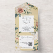 Rustige kerstpine Gold QR-code All In One Uitnodiging (Binnen)