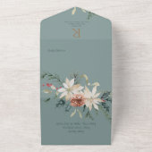 Rustige kerstpine Sage Green Dinner All In One Uitnodiging (Buitenkant)