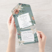 Rustige kerstpine Sage Green Dinner All In One Uitnodiging (Afscheurbaar)