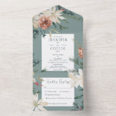 Rustige kerstpine Sage Green Dinner All In One Uitnodiging (Binnen)