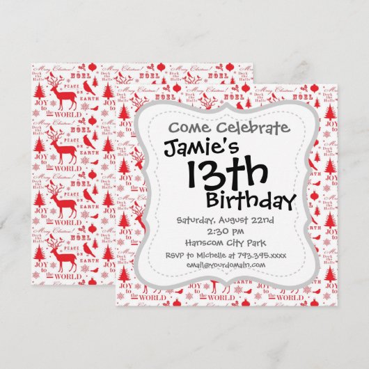 Rustige kerstrendierbomen - Birds Holiday Kaart (Voorkant / Achterkant)