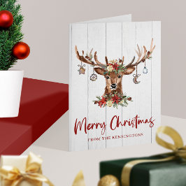Rustige kerstrendierfeestdag Antler Ornamenten Feestdagen Kaart