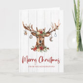 Rustige kerstrendierfeestdag Antler Ornamenten Feestdagen Kaart (Voorkant)