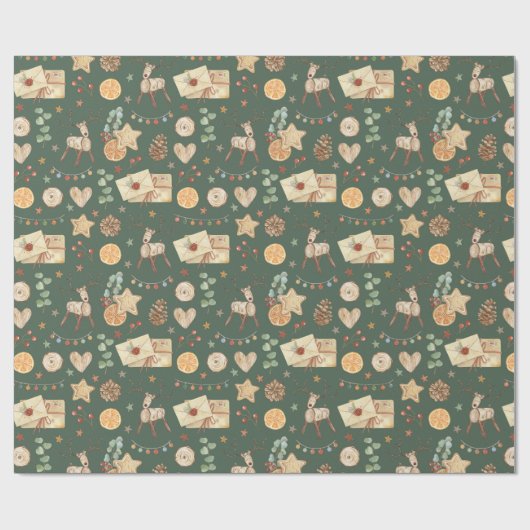 Rustige kerstrenrendierfeestelijke Waterverf Cadeaupapier (Vlak)