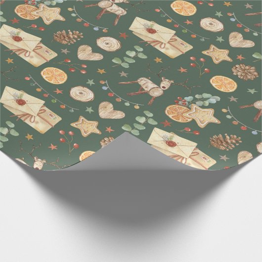 Rustige kerstrenrendierfeestelijke Waterverf Cadeaupapier (Hoek)