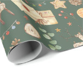 Rustige kerstrenrendierfeestelijke Waterverf Cadeaupapier (Rol Hoek)