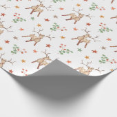 Rustige kerstrenrendierflespatroon cadeaupapier (Hoek)
