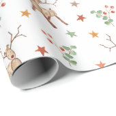 Rustige kerstrenrendierflespatroon cadeaupapier (Rol Hoek)