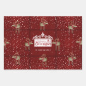 Rustige kerstrenrenrendiertje laat het sneeuwpoppe inpakpapier vel (Voorkant)