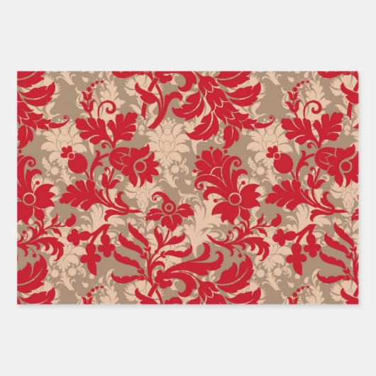 Rustige kerstrode en beige papierset voor het verp inpakpapier vel (Voorkant)