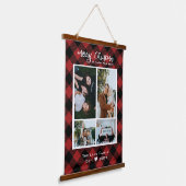 Rustige kerstrode zwarte buffelhout hangend wandkleed (Gebogen)