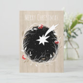 Rustige kerstster Winter Wreath Feestdagenkaart (Staand voorkant)