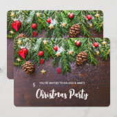 Rustige kersttafel met pine- en sneeuwscooters kaart (Voorkant / Achterkant)