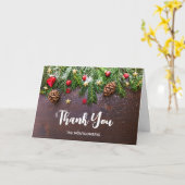 Rustige kersttafel met pine & sneeuw Dank u Kaart (Gele Bloem)