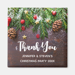 Rustige kersttafel met pine & sneeuw Dank u Magneet