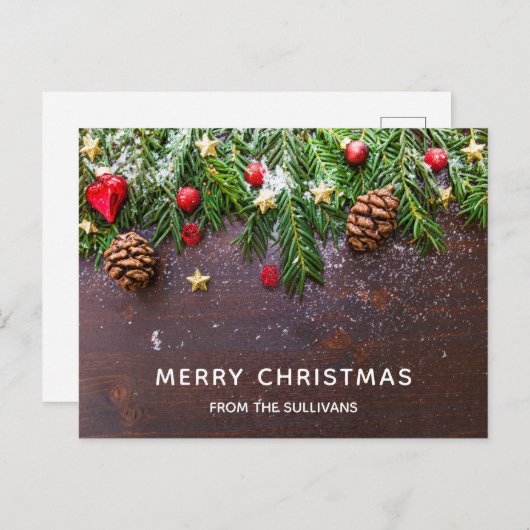 Rustige kersttafel met Pine & Snow-feestdag Feestdagenkaart (Voorkant / Achterkant)