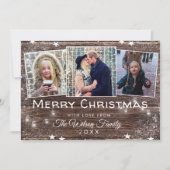 Rustige kersttasstralen sneeuwfotocollage kaart (Voorkant)