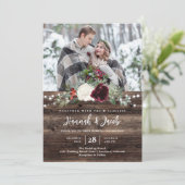 Rustige kersttouwlantfoto's bruiloft kaart (Staand voorkant)