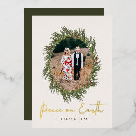 Rustige kerstvrede op Aarde Holiday Foto Folie Feestdagenkaart