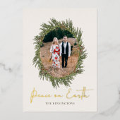 Rustige kerstvrede op Aarde Holiday Foto Folie Feestdagenkaart (Voorkant)