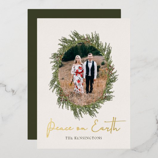 Rustige kerstvrede op Aarde Holiday Foto Folie Feestdagenkaart (Voorkant / Achterkant)