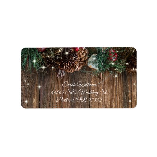 Rustige kerstwijn Garland Wood Sparkle Etiket (Voorkant)