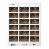 Rustige kerstwijn Garland Wood Sparkle Etiket (Full Sheet)