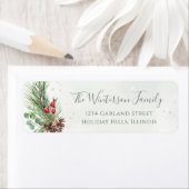 Rustige kerstwinter Botanische Greenery Etiket (Insitu)